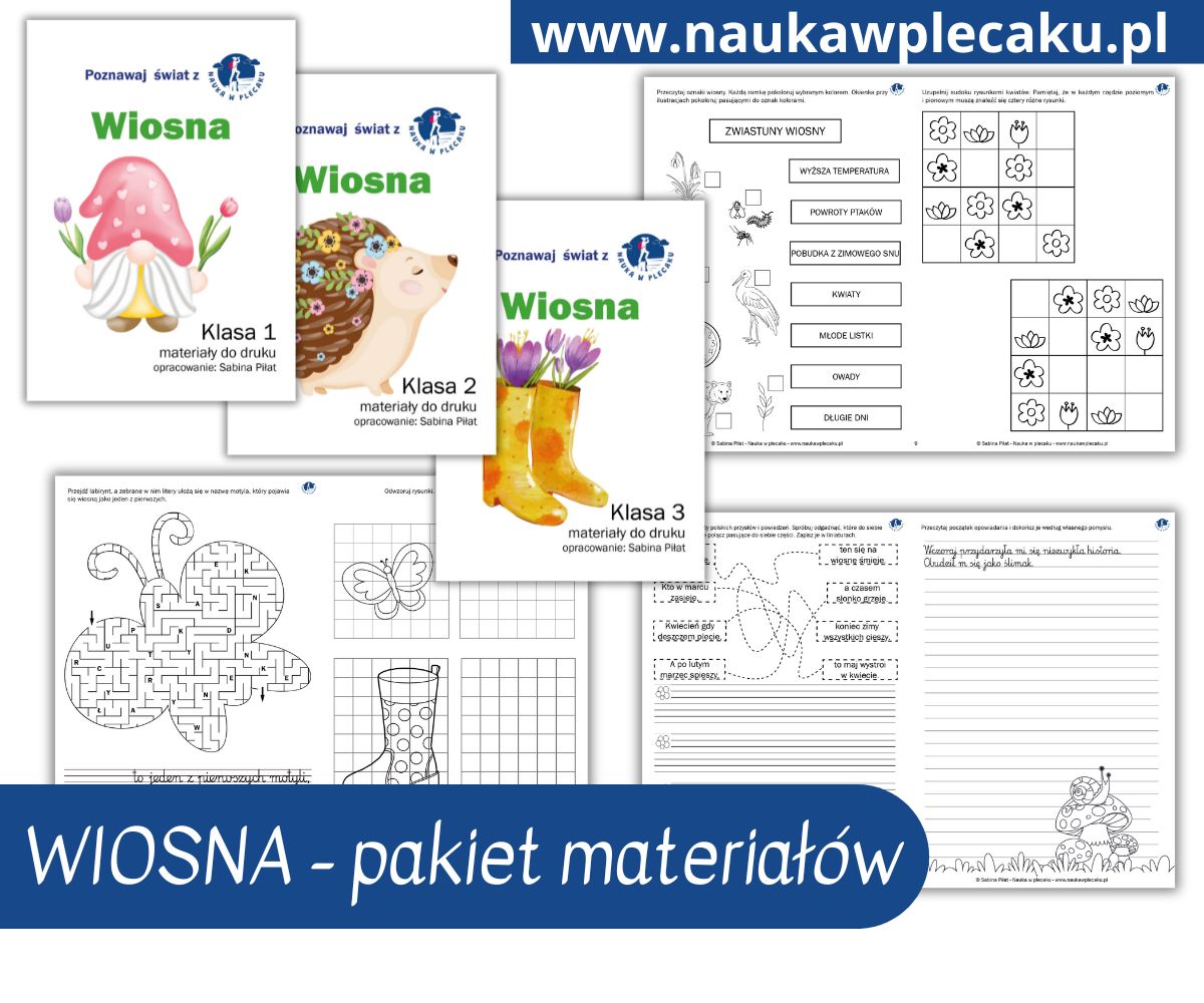 Wiosna - materiały edukacyjne do druku dla klas 1 - 3