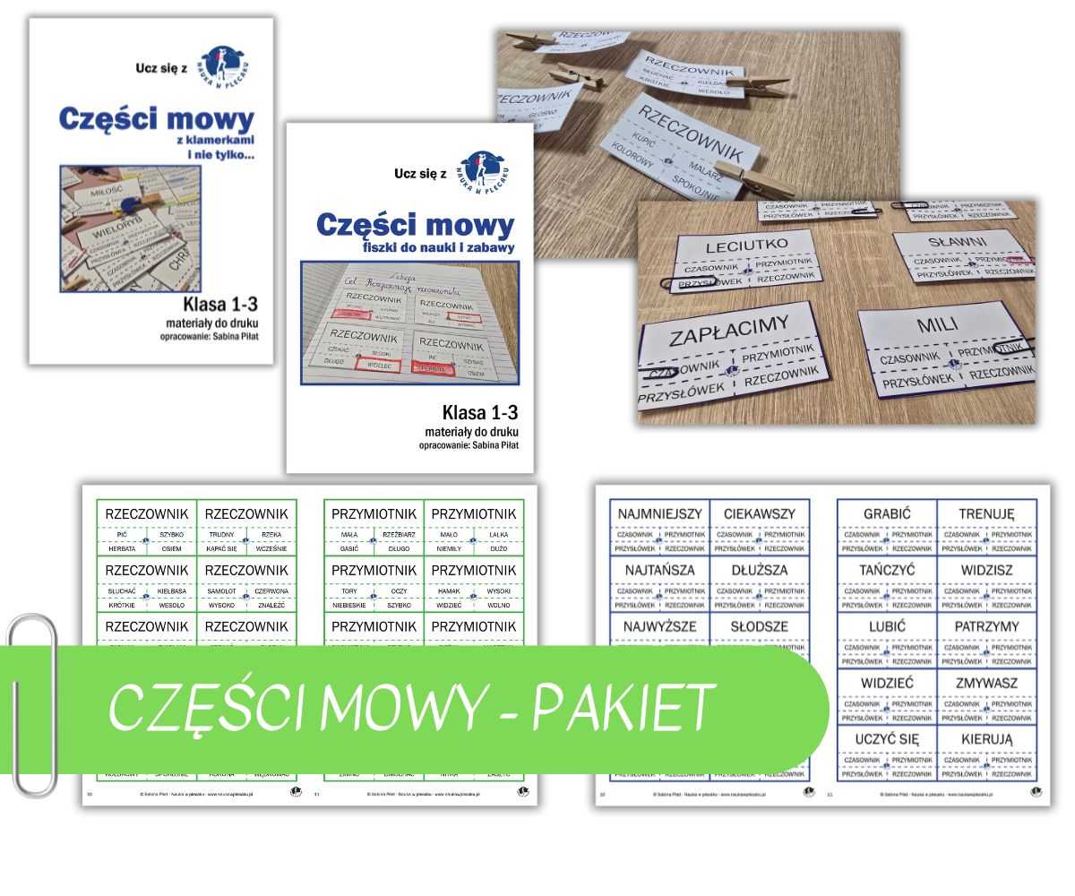 Części mowy - klamerki - PAKIET