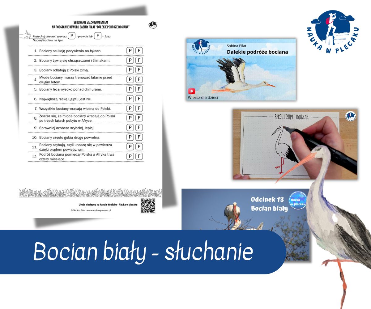 Bocian biały - słuchanie ze zrozumieniem