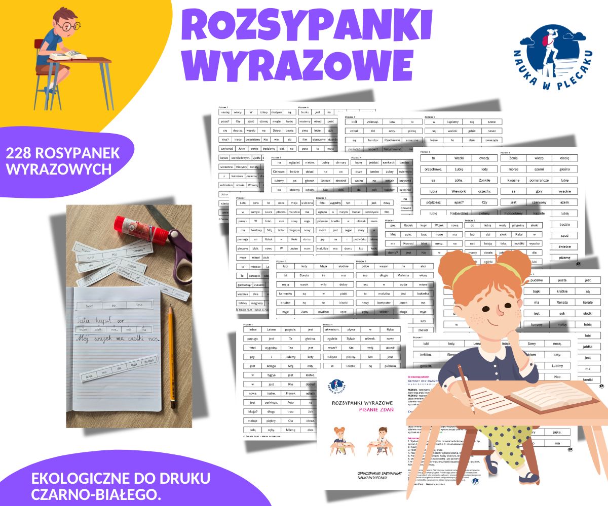 Rozsypanki wyrazowe dla klas 1-3 - materiały do druku