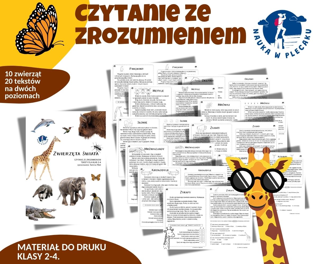 Zwierzęta świata - czytanie ze zrozumieniem