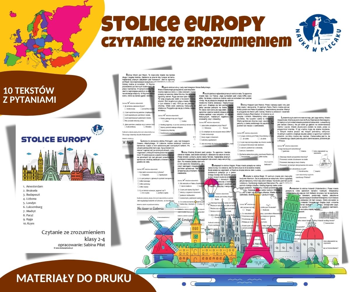 Stolice Europy - czytanie ze zrozumieniem